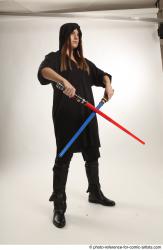 ANGELIA STANDING POSE WITH LIGHTSABERS
